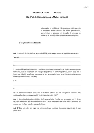Relatório  final da cpmi da violência contra a mulher