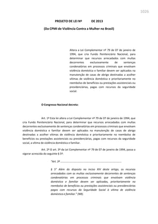 Relatório  final da cpmi da violência contra a mulher