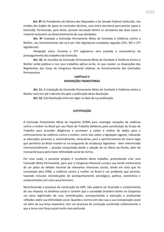 Relatório  final da cpmi da violência contra a mulher