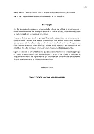 Relatório  final da cpmi da violência contra a mulher