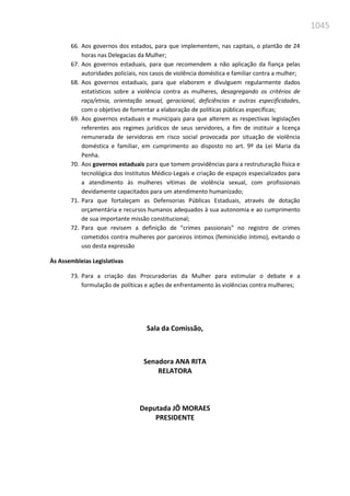 Relatório  final da cpmi da violência contra a mulher