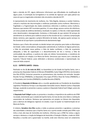 Relatório  final da cpmi da violência contra a mulher