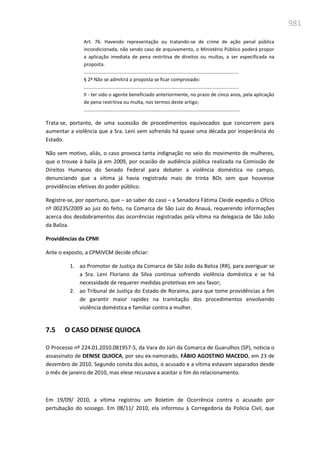 Relatório  final da cpmi da violência contra a mulher