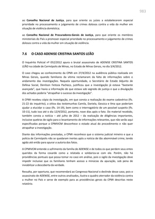 Relatório  final da cpmi da violência contra a mulher