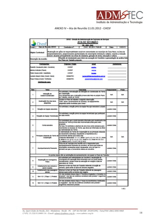 ANEXO IV – Ata de Reunião 11.01.2012 - CHESF

Av. Sport Clube do Recife, 252 – Madalena - Recife - PE - CEP 50.750-500 (FCAP/UPE) - Fone/FAX: (081) 3445-4469
CNPJ. 35.328.913/0001-16 - Email: admtec@admtec.org.br - www.admtec.org.br

14

 
