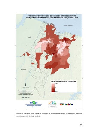 Figura 29. Variação anual média da produção de amêndoas de babaçu no Estado do Maranhão
durante o período de 2004 a 2010.

80

 