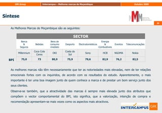 27Metodologia – 3ª FaseAnálise EstratégicaIntençãode utilização LealdadeValorizaçãoBrand Potential IndexQualidadeRecomendaçãoNotoriedadeIdentificaçãoConfiançaSingularidadeEmpatia2. Análise a partir de modelosCausais que combinam a análise da identidade e a força / atractividade da marca1. Medição da Brand Equity	 Brand Potential IndexDimensão APotencial demarcaDimensão BDimensão C3. Determinação dos factores que constroem a preferência por uma marca e do seu peso relativo nesta relação ("Key Drivers“)