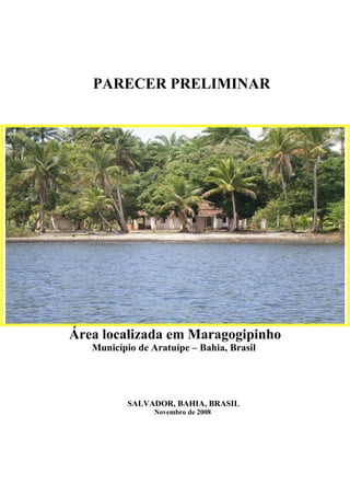 PARECER PRELIMINAR




Área localizada em Maragogipinho
   Município de Aratuípe – Bahia, Brasil




           SALVADOR, BAHIA, BRASIL
                 Novembro de 2008
 