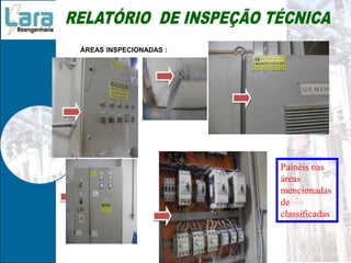 ÁREAS INSPECIONADAS :
Painéis nas
áreas
mencionadas
de
classificadas
 