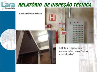 ÁREAS INSPECIONADAS :
NR 12 e 33 podem ser
consideradas como “áreas
classificadas”
 