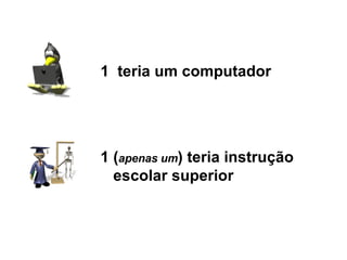 1  teria um computador 1 ( apenas um ) teria instrução    escolar superior 
