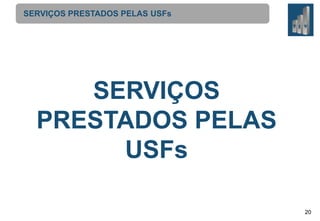SERVIÇOS PRESTADOS PELAS USFs

SERVIÇOS
PRESTADOS PELAS
USFs
20

 