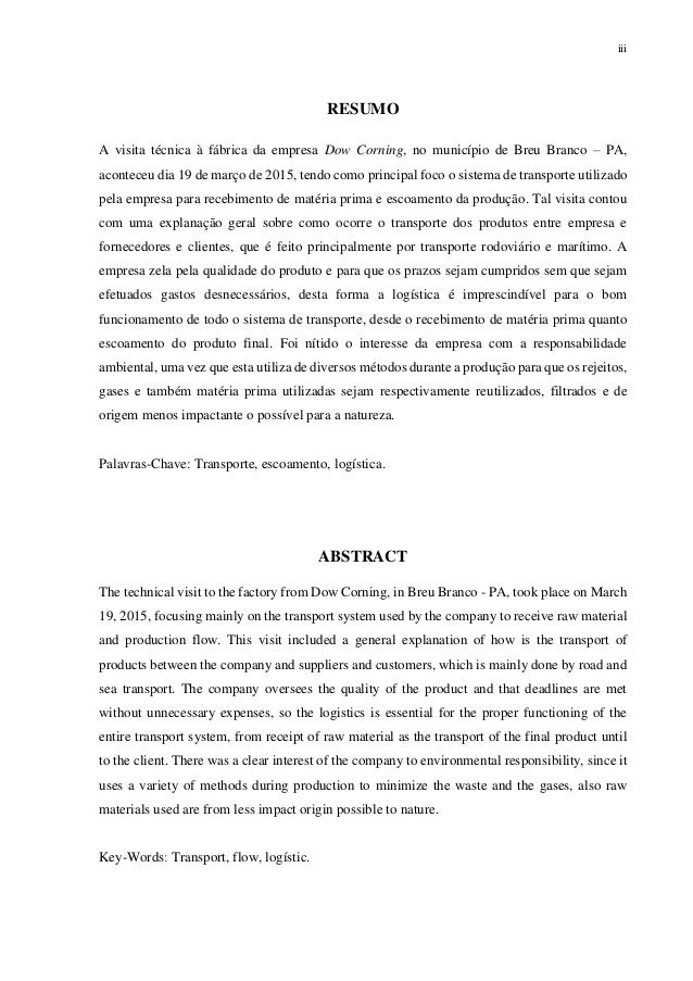 Relatorio visita tecnica abnt