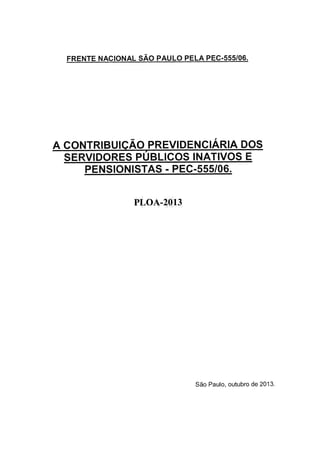 Relatório Técnico - Contribuições Previdenciárias PLOA 2013