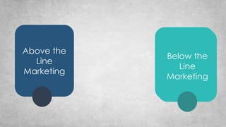 Above the
Line
Marketing
Below the
Line
Marketing
 