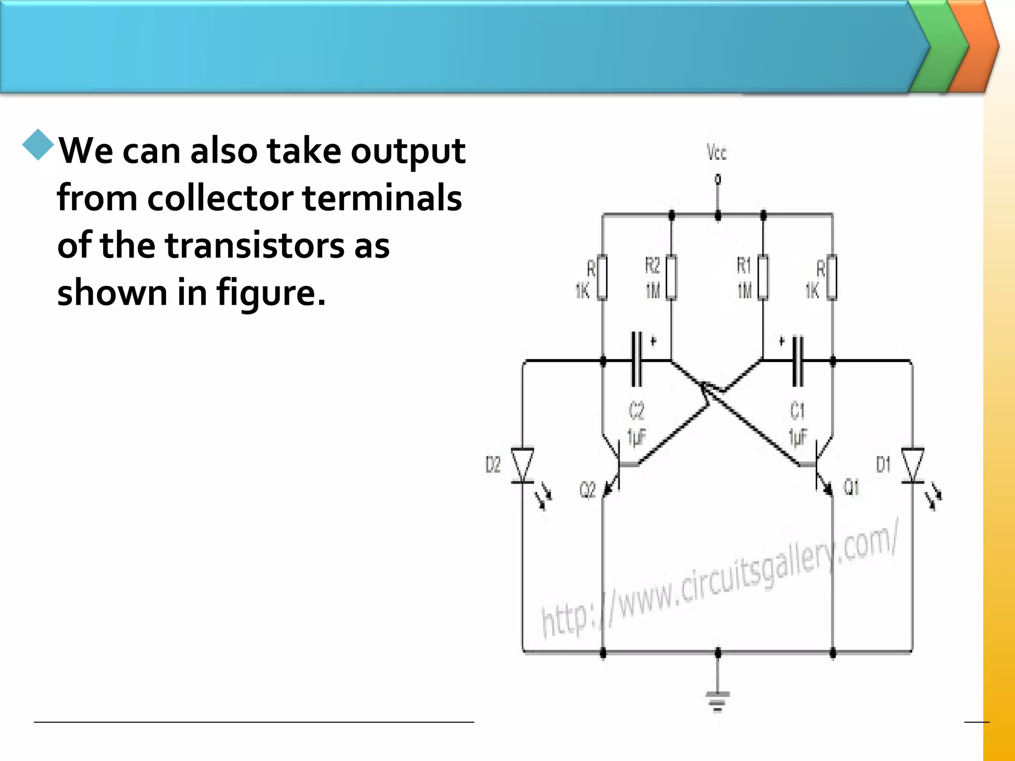 We can also take output
from collector terminals
of the transistors as
shown in figure.
 
