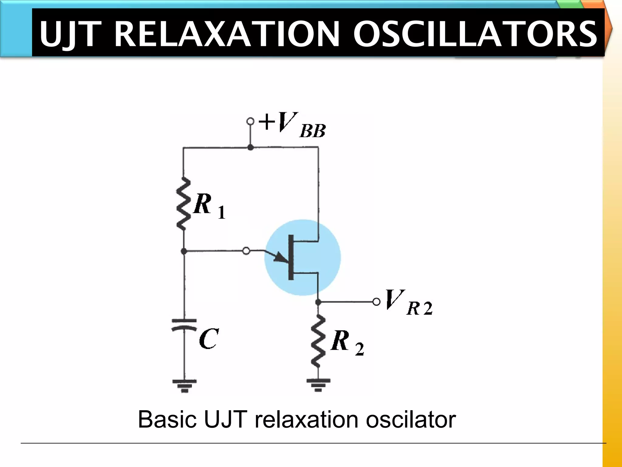UJT RELAXATION OSCILLATORS
Basic UJT relaxation oscilator
 
