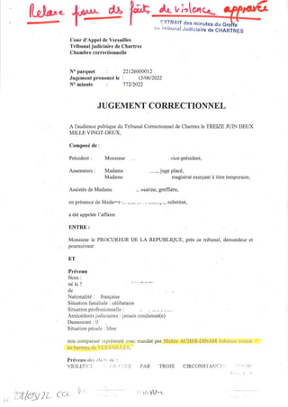 Relaxe pour des faits de violence aggravée : Décision du Tribunal correctionnel de Chartres