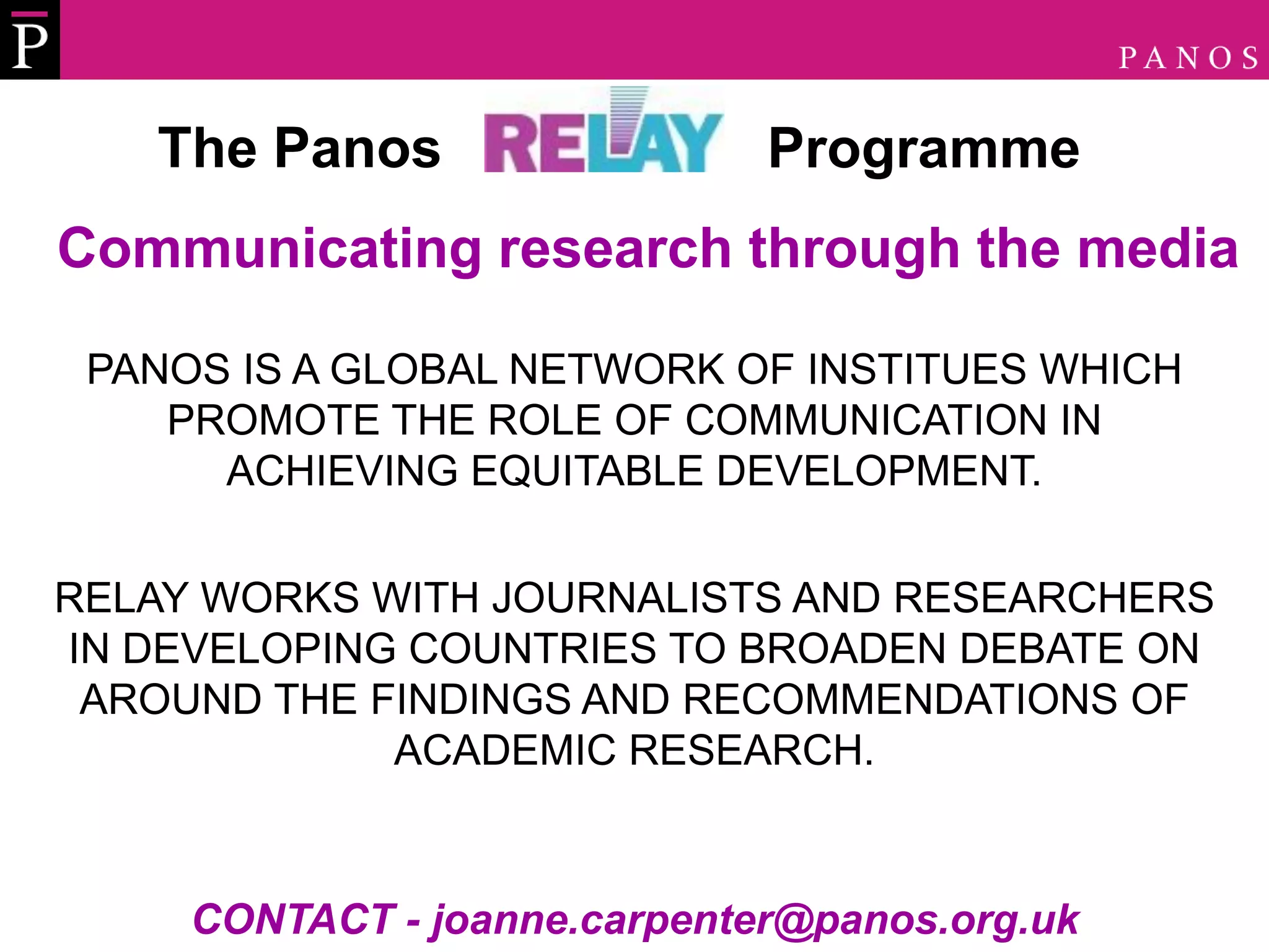 Communicating research through the media