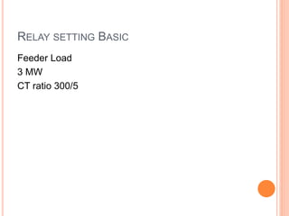 RELAY SETTING BASIC
Feeder Load
3 MW
CT ratio 300/5
 