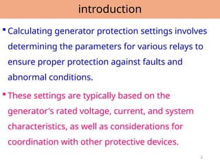 Generator Protection Settings Relay settings of turbo generator in Thermal power plant | PPTX