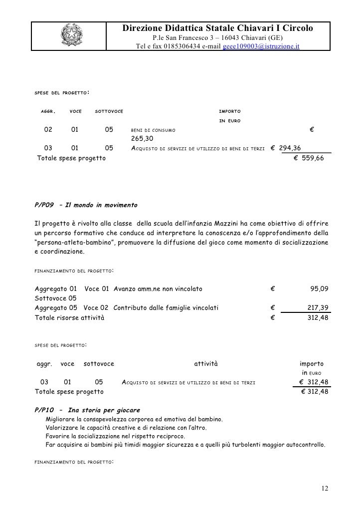 Relazione al programma annuale 2010