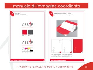 manuale di immagine coordianta
•• ABBIAMO IL PALLINO PER IL FUNDRAISING 26
 