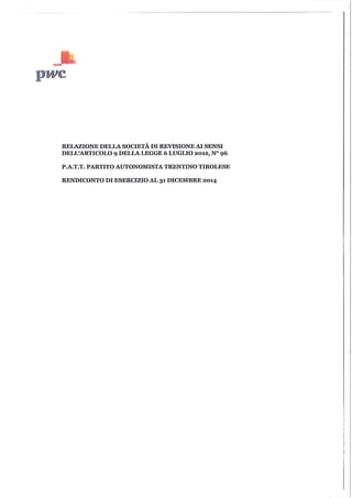 Relazione bilancio certificatori 2014
