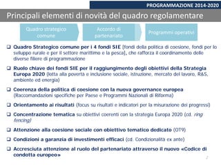 Presentazione del Dipartimento Politiche Coesione su Accordo di Partenariato 2014-2020