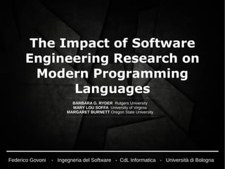 The Impact of Software Engineering Research on Modern Programming ...