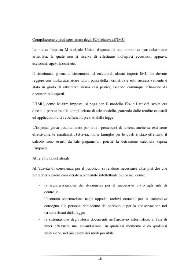 Esempio Relazione Finale Tirocinio Economia