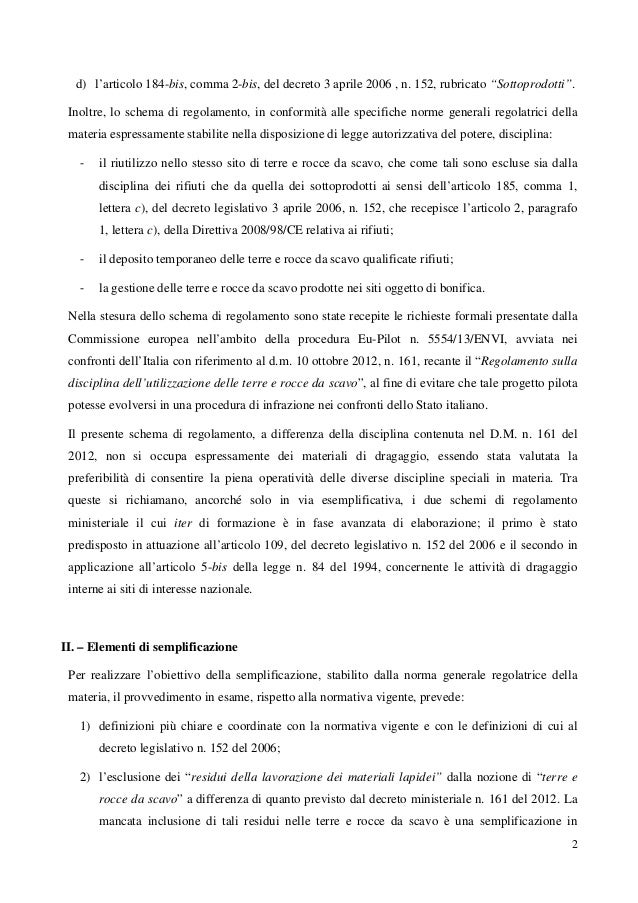 Relazione illustrativa dpr terre e rocce da scavo 2016