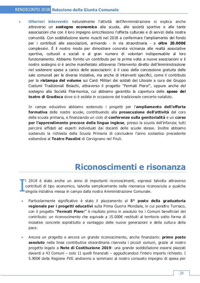 Relazione illustrativa rendiconto 2018