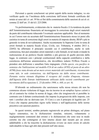 Relazione rettifica errori materiali dichiarazioni Bersani