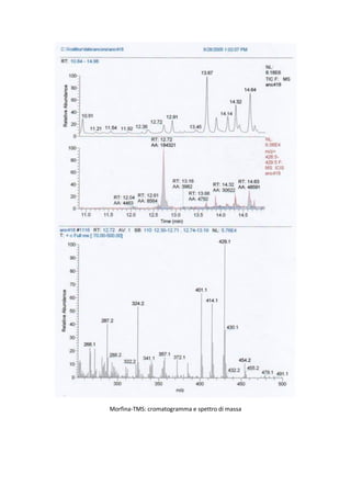 Morfina-TMS: cromatogramma e spettro di massa
 