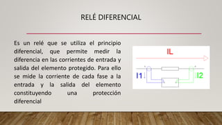RELÉ DIFERENCIAL
Es un relé que se utiliza el principio
diferencial, que permite medir la
diferencia en las corrientes de ...