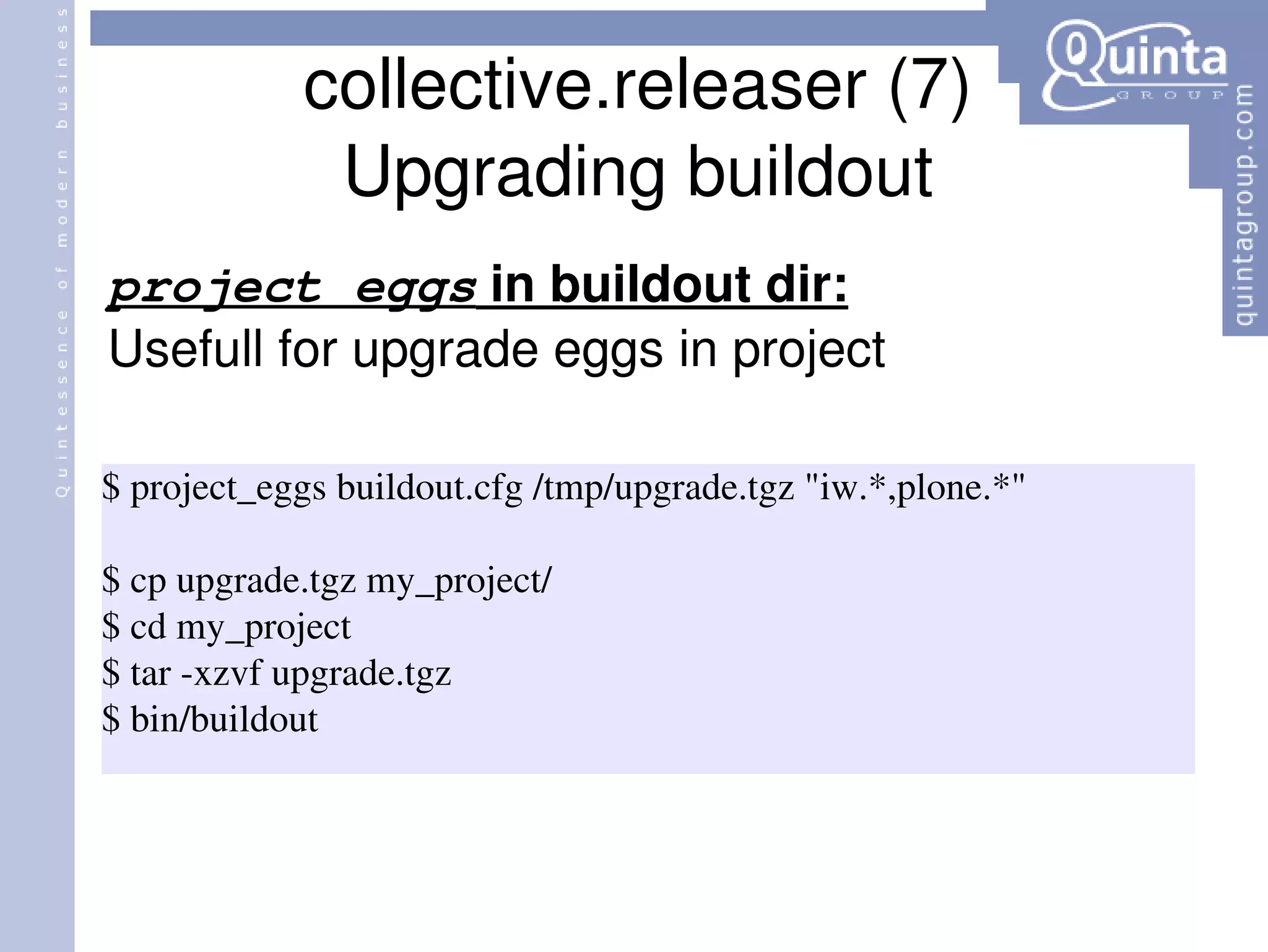 collective.releaser (7) Upgrading buildout project_eggs  in buildout dir: Usefull for upgrade eggs in project 