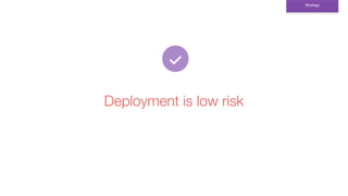 Deployment is low risk
Strategy
 