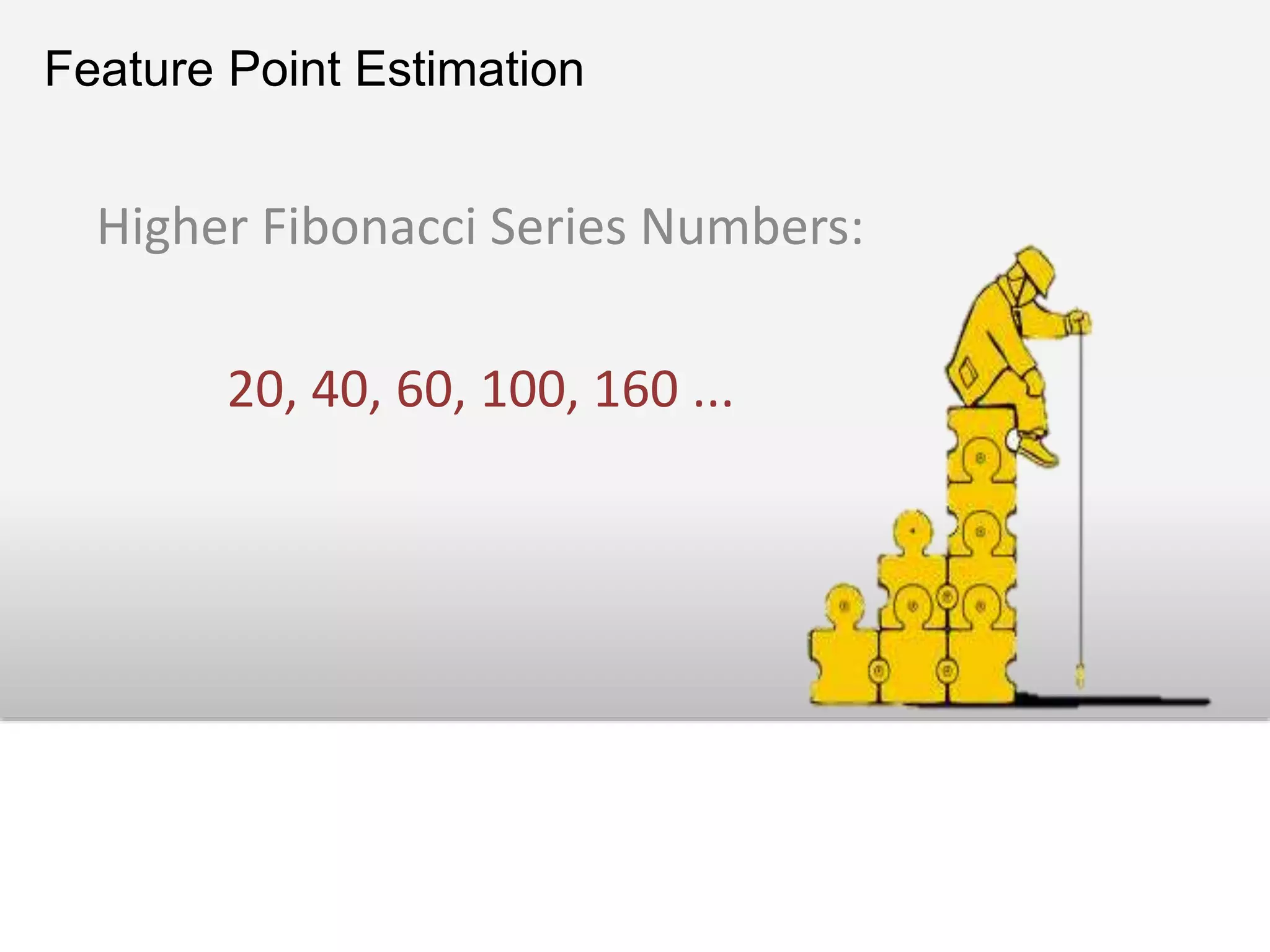 Feature Point Estimation 
Higher Fibonacci Series Numbers: 
20, 40, 60, 100, 160 ... 
 