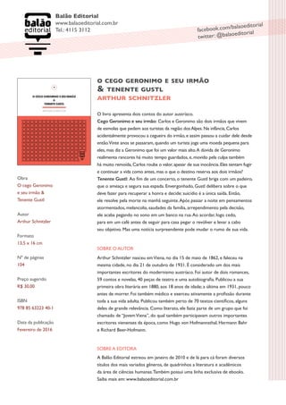 Balão Editorial
www.balaoeditorial.com.br
Tel.: 4115 3112 facebook.com/balaoeditorial
twitter: @balaoeditorial
O livro apr...