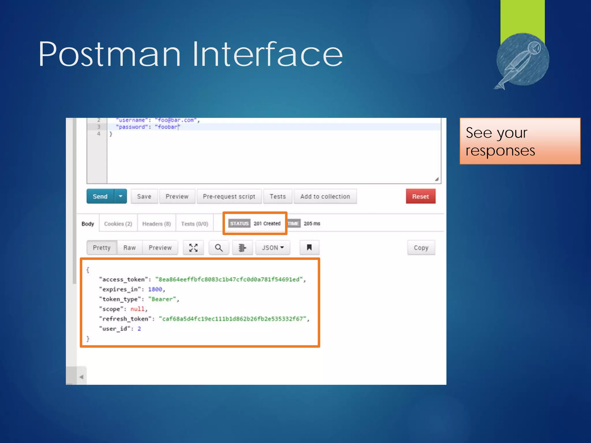Postman Interface
See your
responses
 