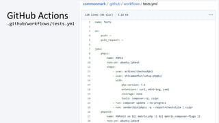 @colinodell
GitHub Actions
.github/workflows/tests.yml
 