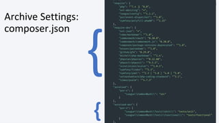 @colinodell
Archive Settings:
composer.json
{
 