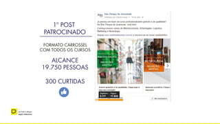 –
primeira etapa
ação intensiva
1º POST
PATROCINADO
FORMATO CARROSSEL
COM TODOS OS CURSOS
ALCANCE
19.750 PESSOAS
300 CURTIDAS
 
