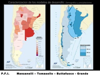 Caracterizacion de los modelos de desarrollo: Demografico y precipitaciones
P.F.I. Manzanelli – Tomasello – Buttafuoco - Grande
 
