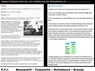 CARACTERIZACION DE LOS MODELOS DE DESARROLLO/ Factores historicos y densidad de poblacion
P.F.I. Manzanelli – Tomasello – Buttafuoco - Grande
 