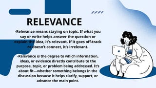 Example Question About Relevance RELEVANCE OF ONE'S IDEAGEJEHCRHFVKRVLN,N | PPTX