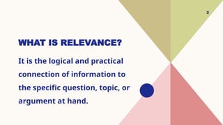 Example Question About Relevance Relevance and Truthfulness for grad9 section gold | PPTX
