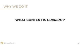 23
@RomagnoliRumble
WHY WE DO IT
WHAT CONTENT IS CURRENT?
 