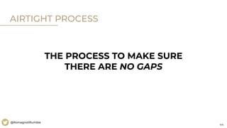 44
@RomagnoliRumble
AIRTIGHT PROCESS
THE PROCESS TO MAKE SURE
THERE ARE NO GAPS
 